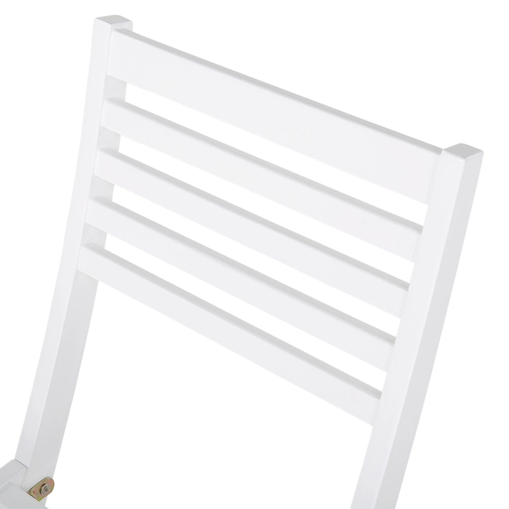 Set da bistrot 3 pezzi in legno massello di acacia bianco pieghevole a doghe design scandinavo moderno