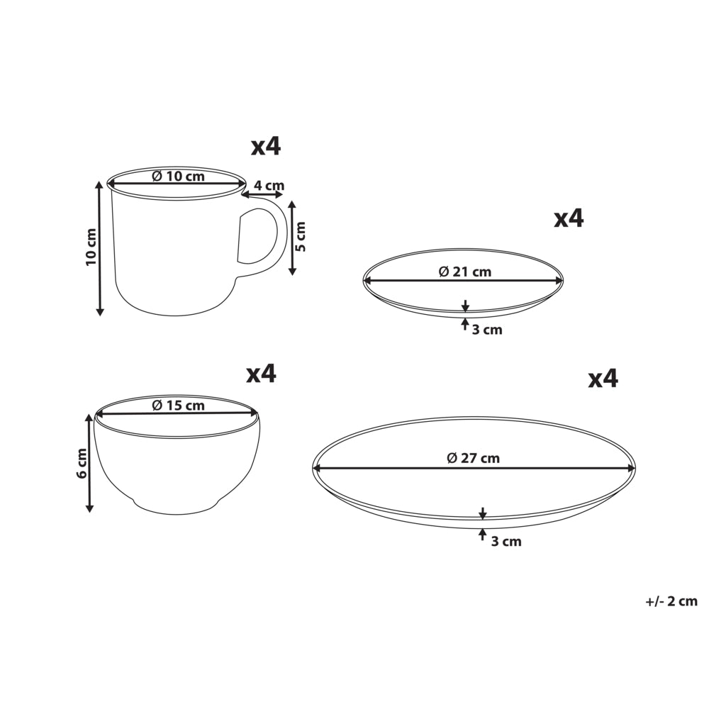 Servizio da tavola 16 pezzi in gres beige e blu elegante per cucina e sala da pranzo con finitura smaltata colorata per 4 persone
