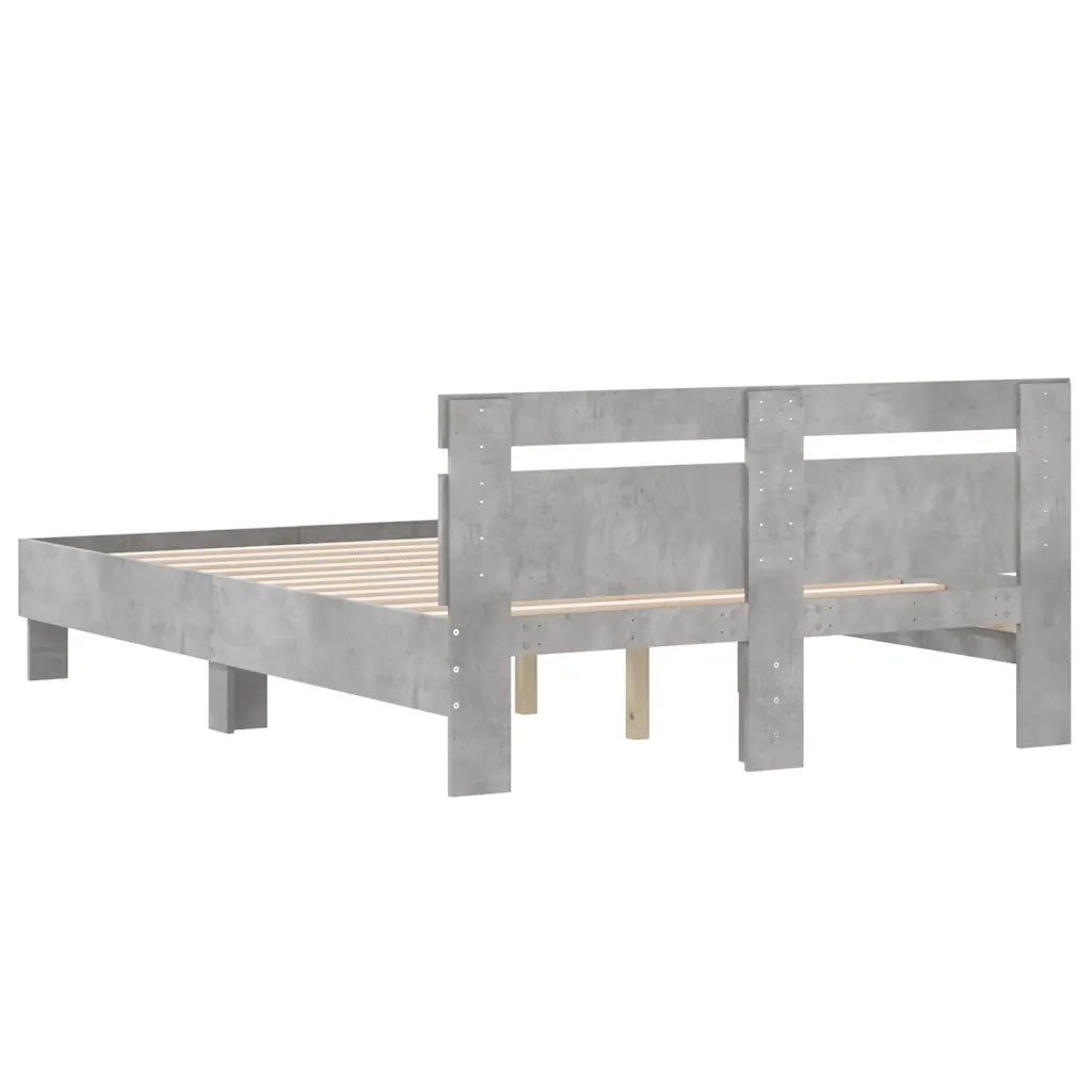 Letto matrimoniale | Letto per adulti | Giroletto Testiera Grigio Cemento 120x200 cm Legno Multistrato