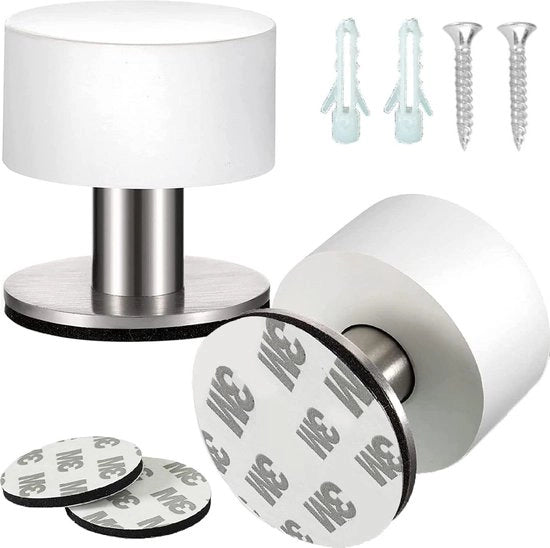 Stoppera di sicurezza per porte in acciaio inossidabile - Dampened buffer per porte pesanti - Protezione per muri - Dampened buffer per porte in acciaio inossidabile - Silenziatore per porte - Bianco - 157 x 165 Pollici