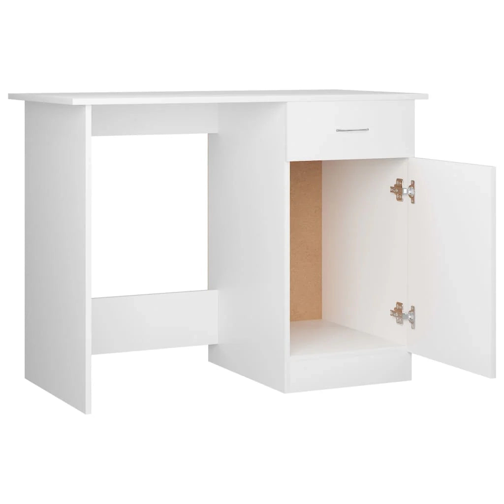 Scrivania tavolo postazione di lavoro mobile per computer studio 100 x 50 x 76 cm legno ingegnerizzato bianco 02_0023500
