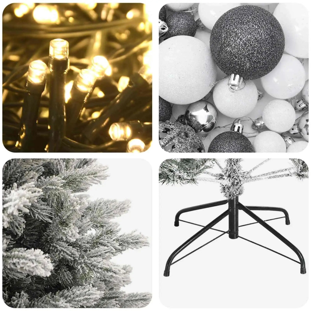 Albero di Natale artificiale con palline 120 cm 150 LED 3466137