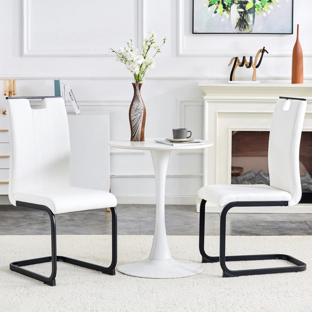 Sedia da Pranzo con Schienale Ergonomico e Piedini Antiscivolo in PU Bianco 75 × 47.5 × 44.5 cm