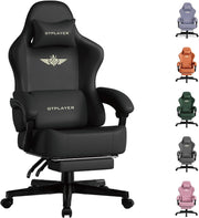 Sedia da gioco, traspirante, sedia da ufficio, ergonomica, in tessuto di alta qualità, ergonomica, schienale regolabile a 160°, poggiapiedi estraibile,carico 180 kg,nero