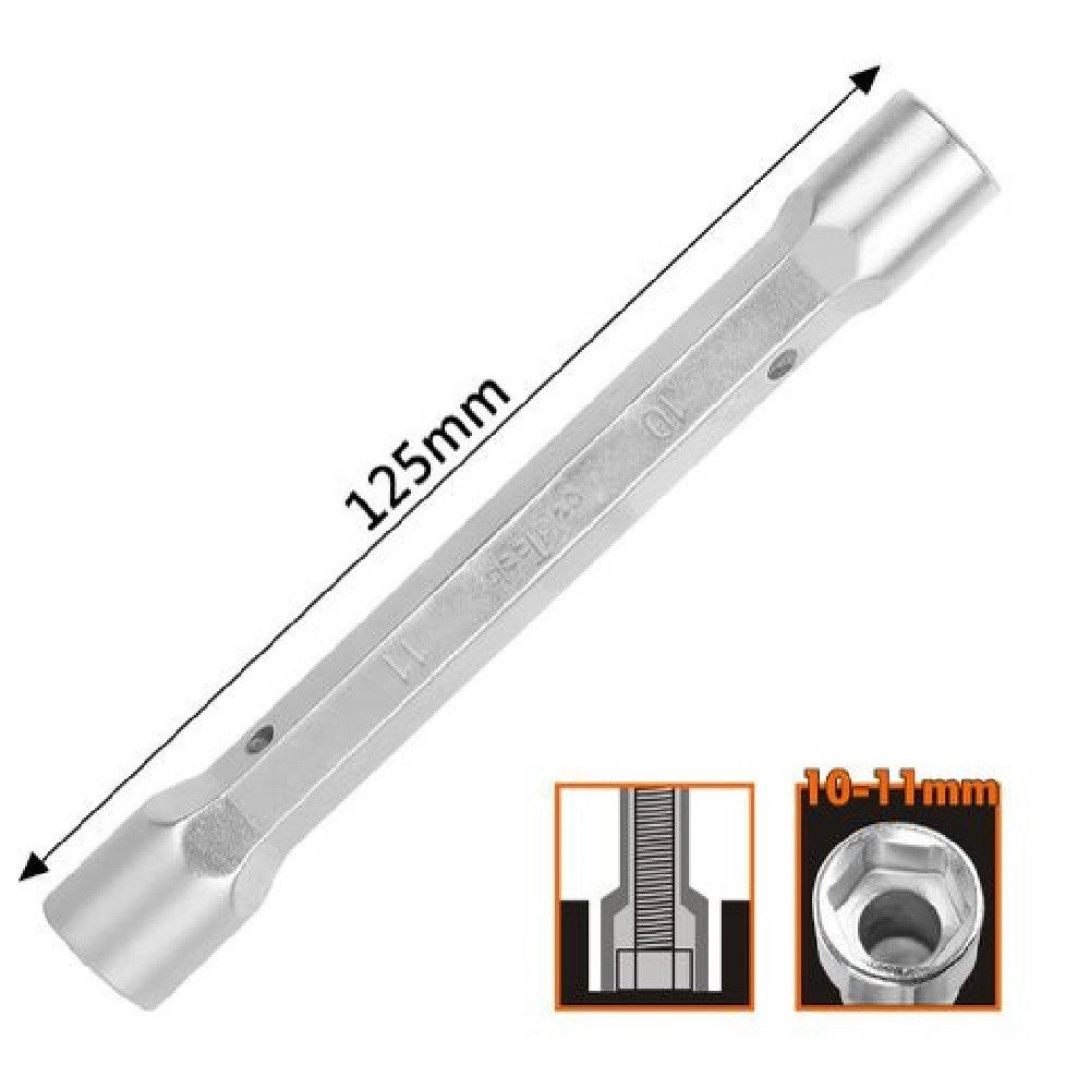 Trade Shop - Chiave A Bussola Tubo Esagonale Da 125 Mm Doppie Bocche Esagonali 10-11 Mm 97549 -