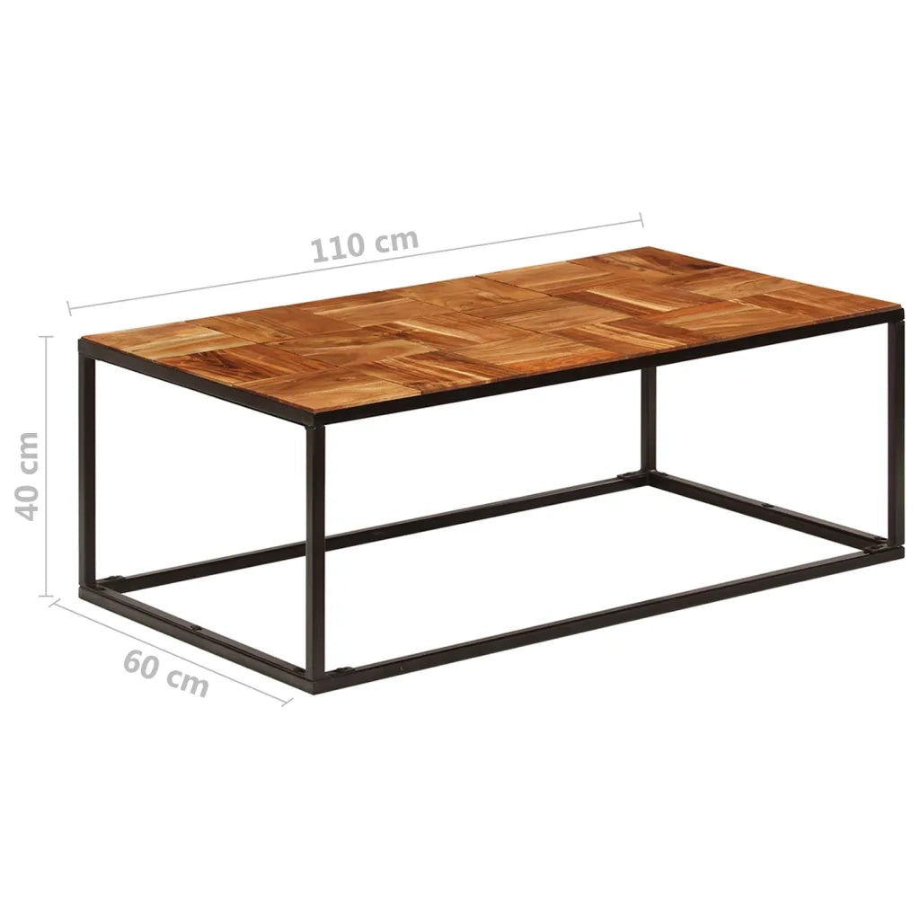 Tavolino da CaffÃ¨ 110x60x40 cm Legno Massello di Acacia Acciaio