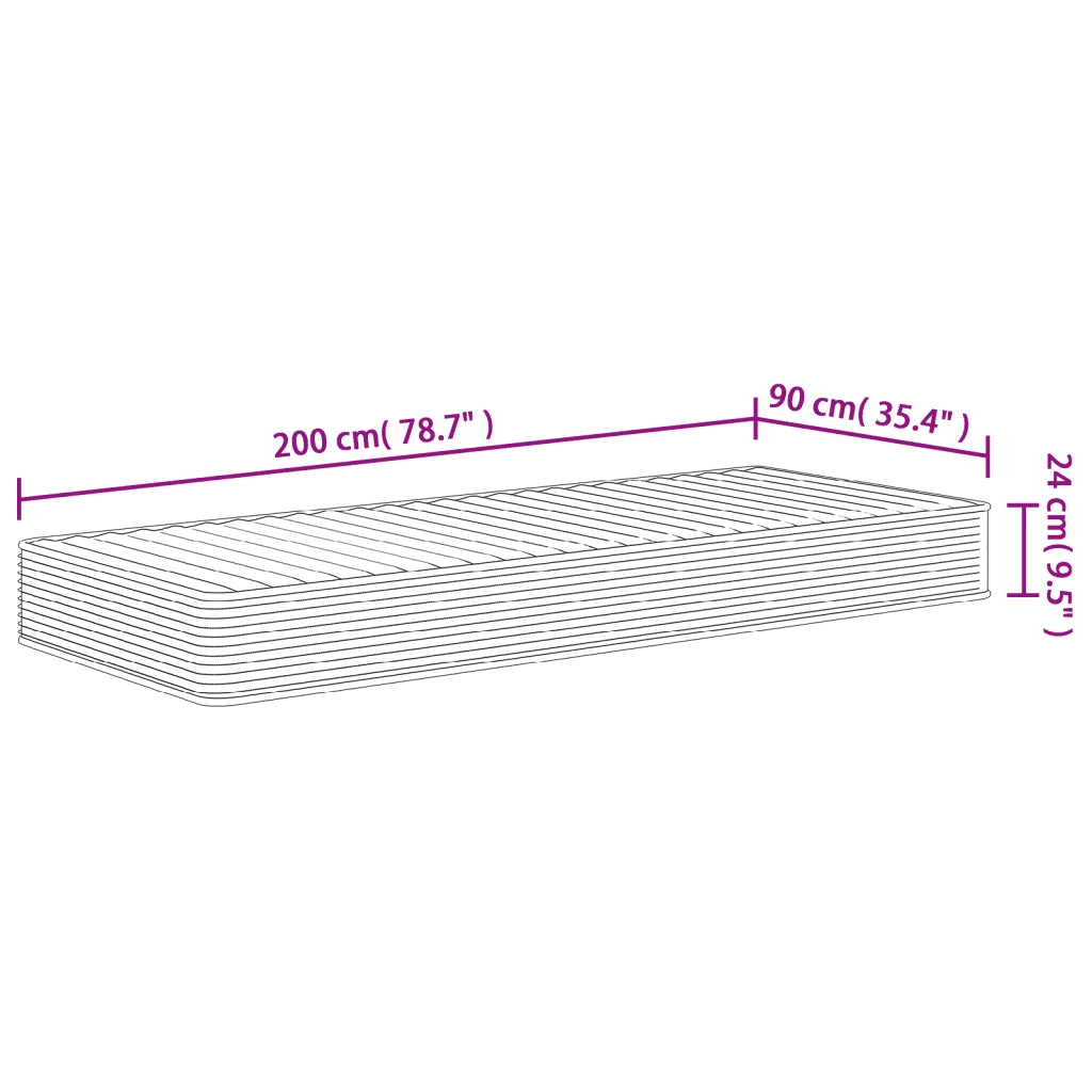 Materasso in Schiuma Mediamente Morbido 90x200 cm 373005