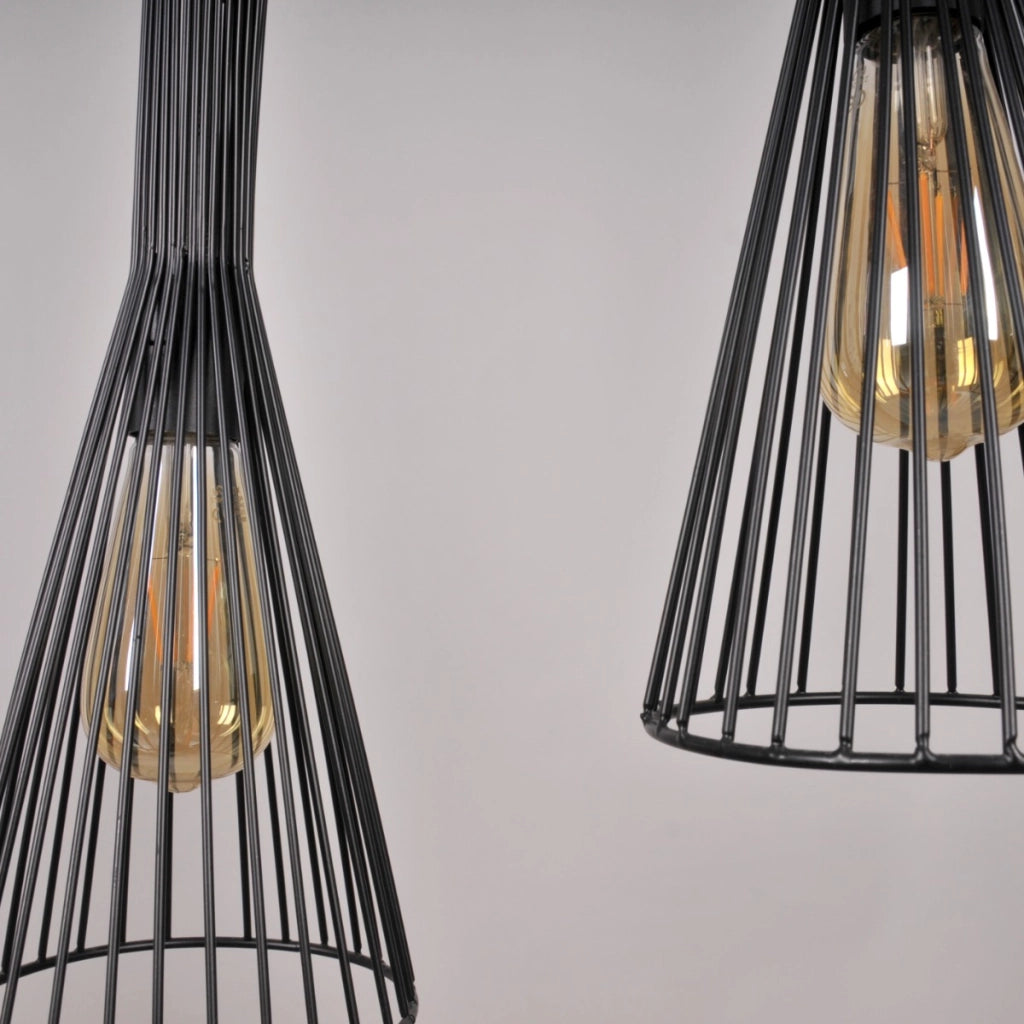 Lampada sospensione loft TIANA nera barra 3xE27 Polux