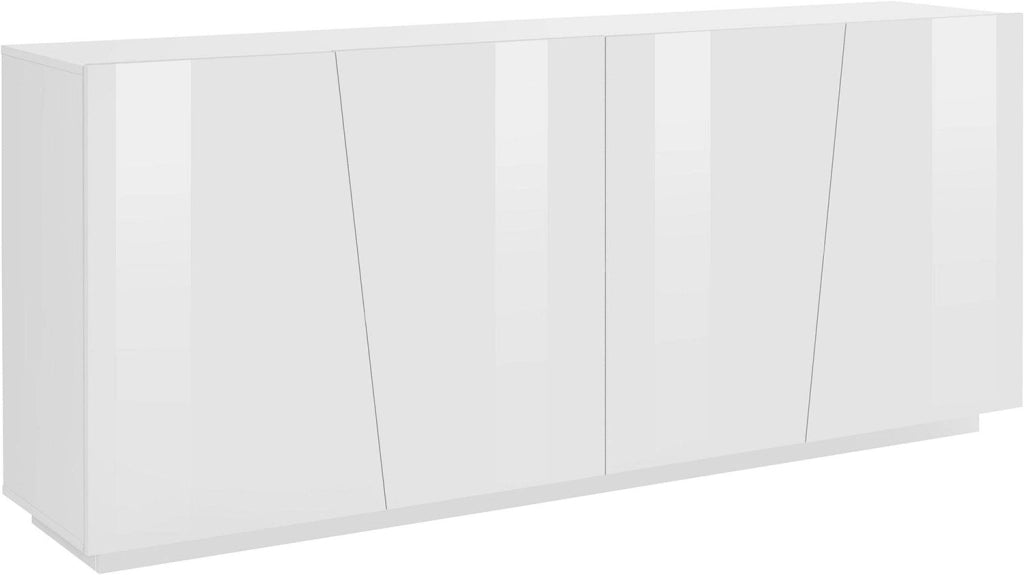 Credenza 4 Ante Battenti 200x43x86 cm Vega Bianco Lucido