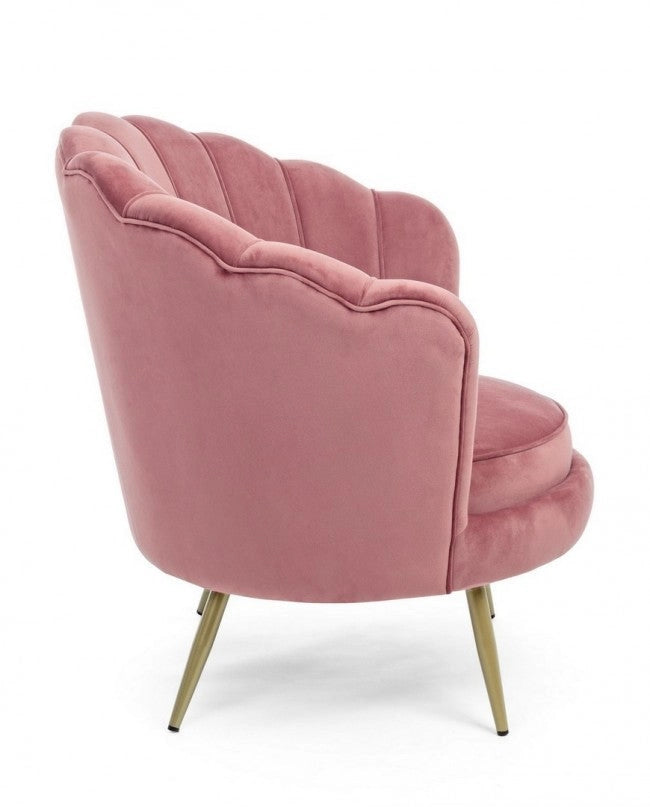Poltrona Giliola in Tessuto effetto Velluto Rosa