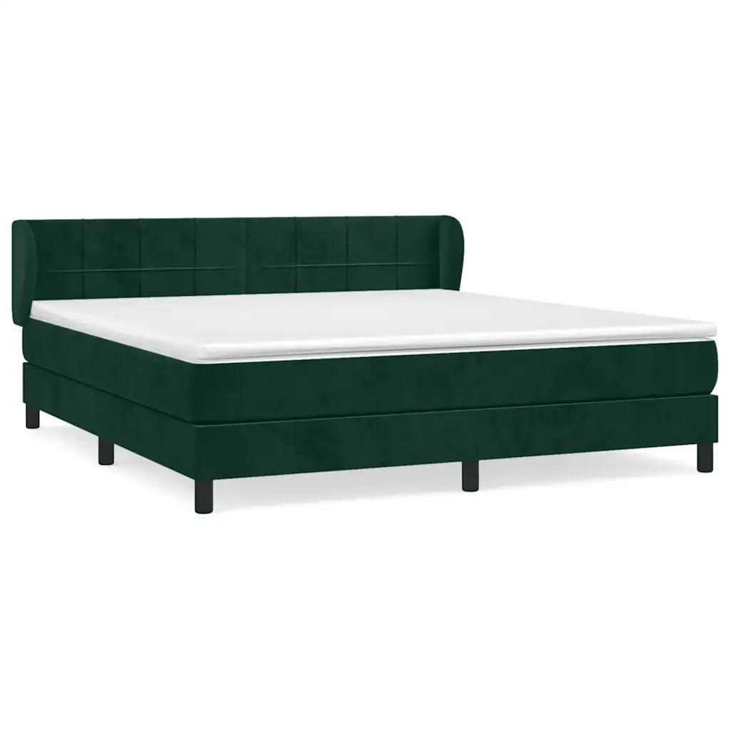 Giroletto a Molle con Materasso Verde Scuro 160x200 cm Velluto 3127502