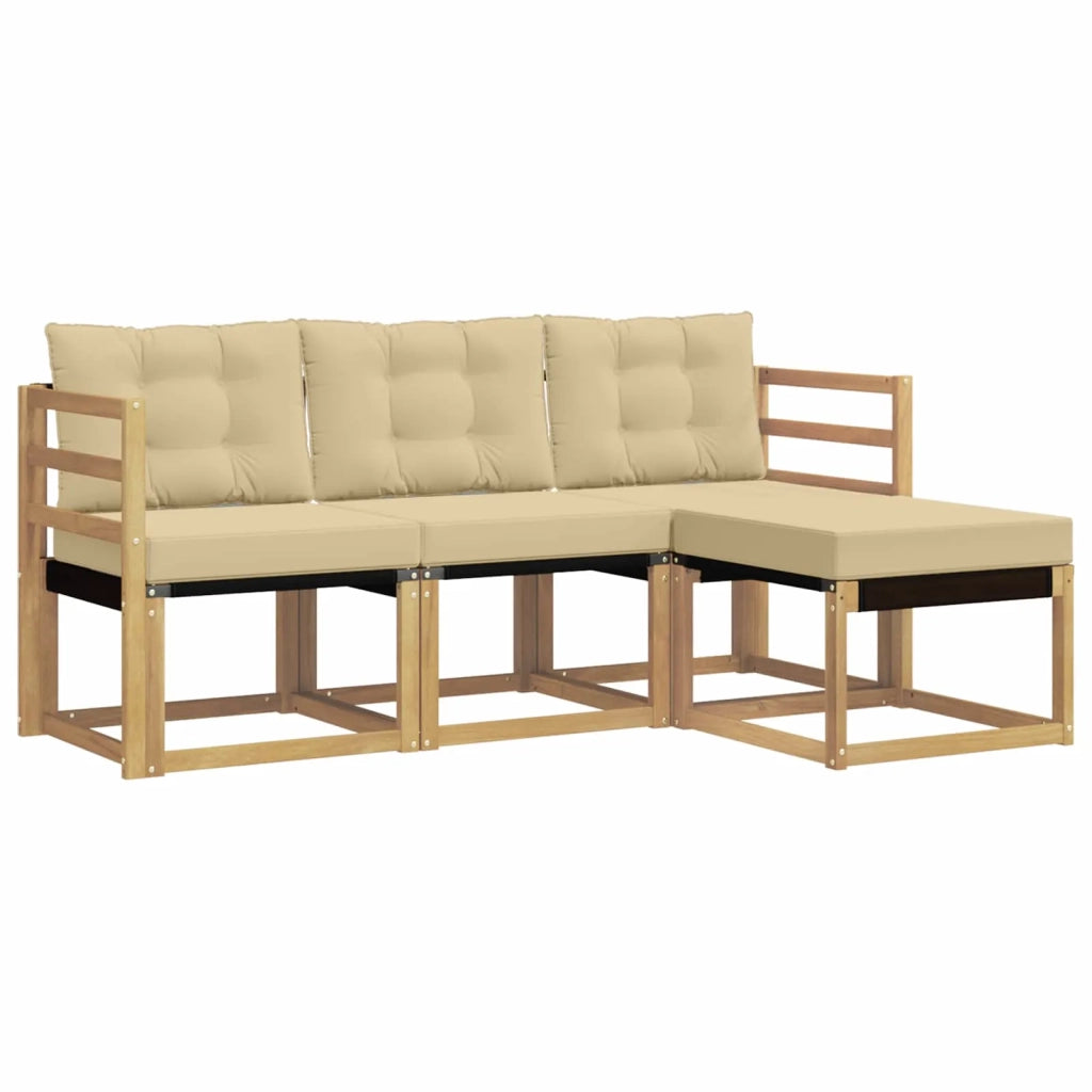 Set di divani da esterno con cuscino 4 pcs Bianco e Beige 3389347