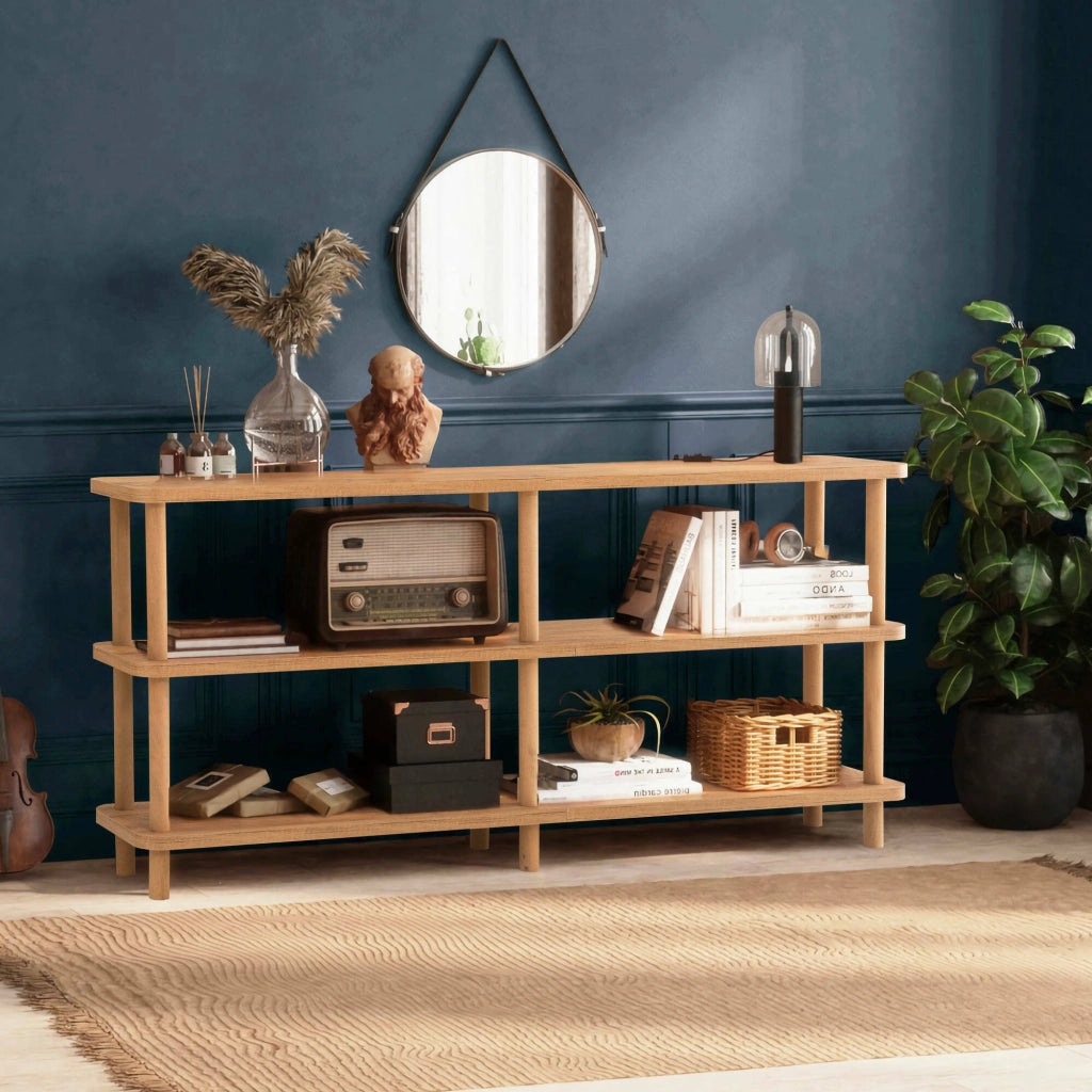 Biblioteca Bona, Libreria 3 Ripiani, 150x35x75h cm Marrone Quercia