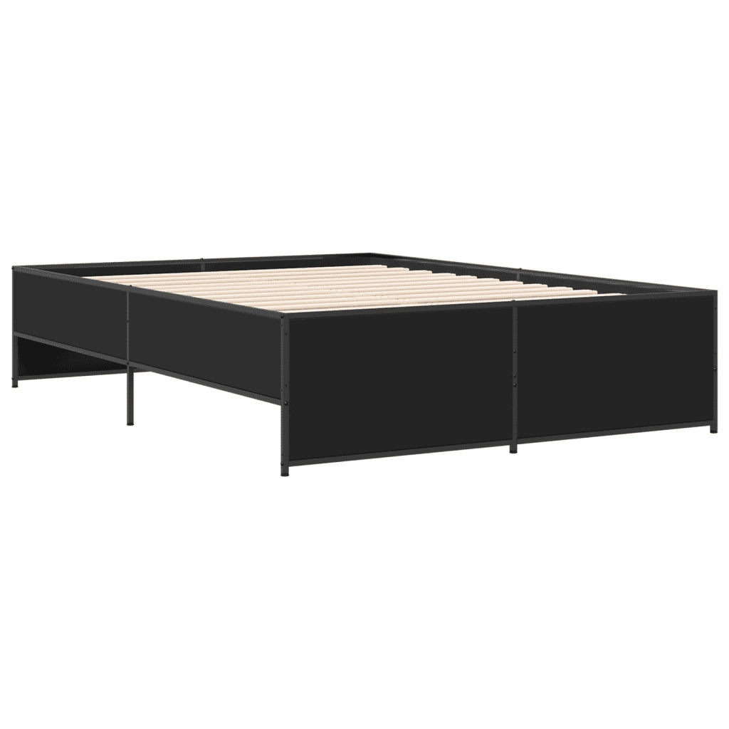 Giroletto-Struttura Letto Nero 135x190 cm in Legno Multistrato e Metallo 355666