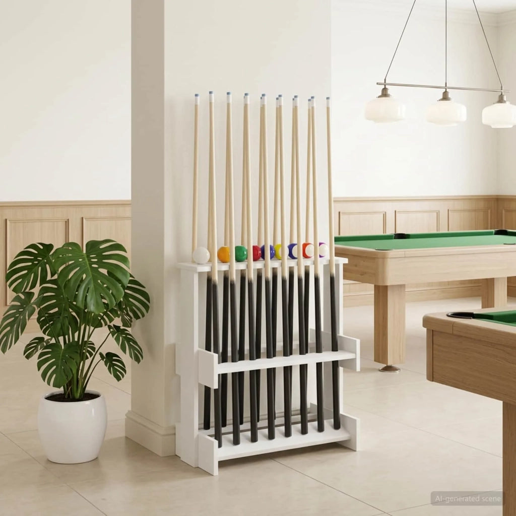Supporto per stecche da biliardo Legno ingegnerizzato Bianco 8006791