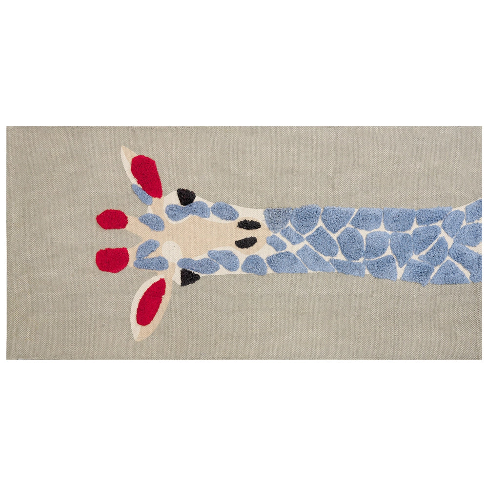 Tappeto per bambini in cotone con motivo a giraffa 80 x 150 cm tessuto a mano multicolore cameretta camera per bambini