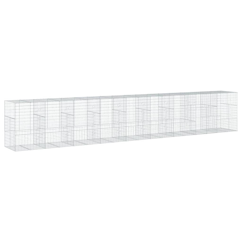 Gabbione recinto a gabbia muro di contenimento con coperchio 900 x 100 x 150 cm ferro zincato argento 02_0040210