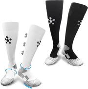 2 paia di calzettoni per bambini e uomini EU 32-38 calzettoni antiscivolo per allenamento calzettoni sportivi per calcio corsa in linea allenamento nero-bianco 32-38