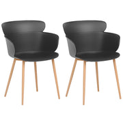 Set di 2 sedie da pranzo in materiale sintetico Nero gambe in metallo schienale ergonomico soggiorno moderno