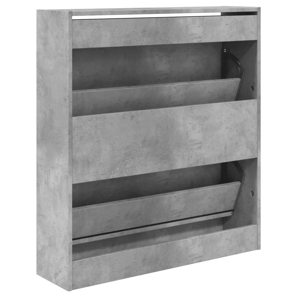 Scarpiera Grigio Cemento 80x21x87,5 cm in Legno Multistrato 839920