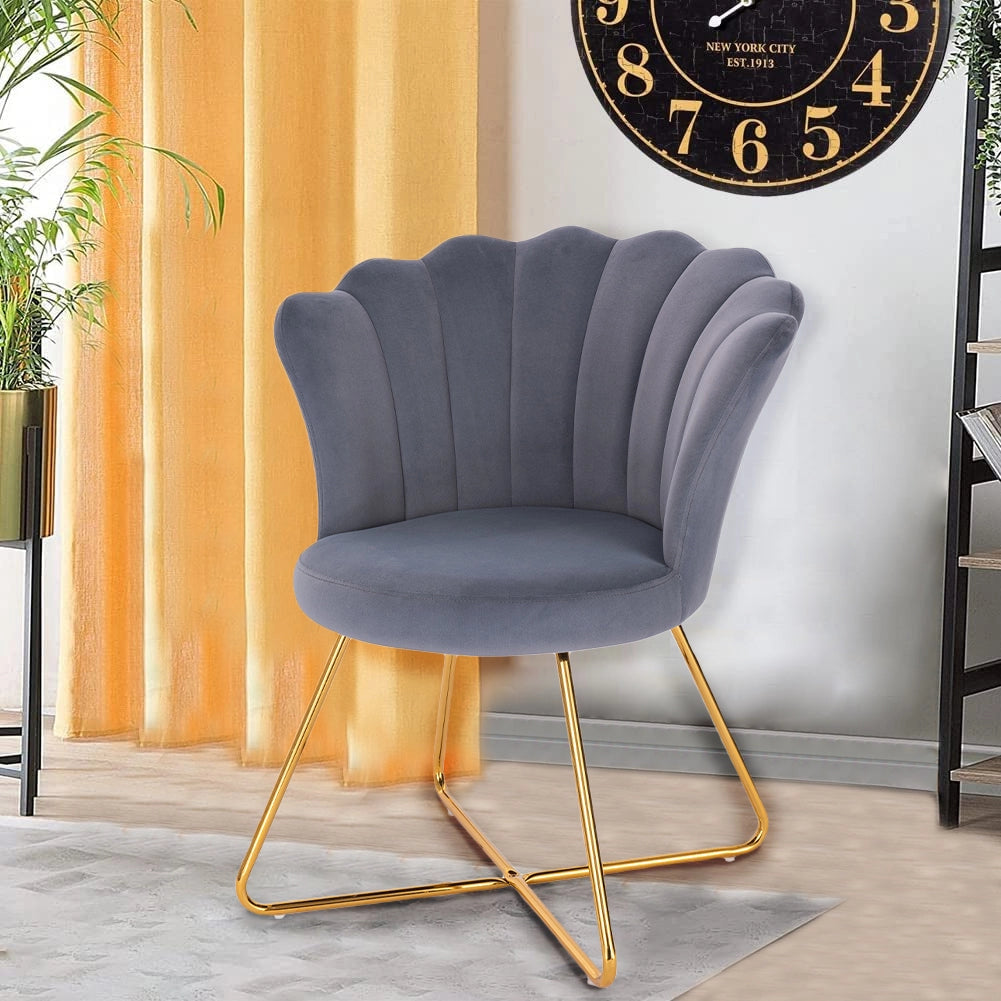 Sedia Relax con Schienale e Seduta in Velluto Grigio Struttura Metallo