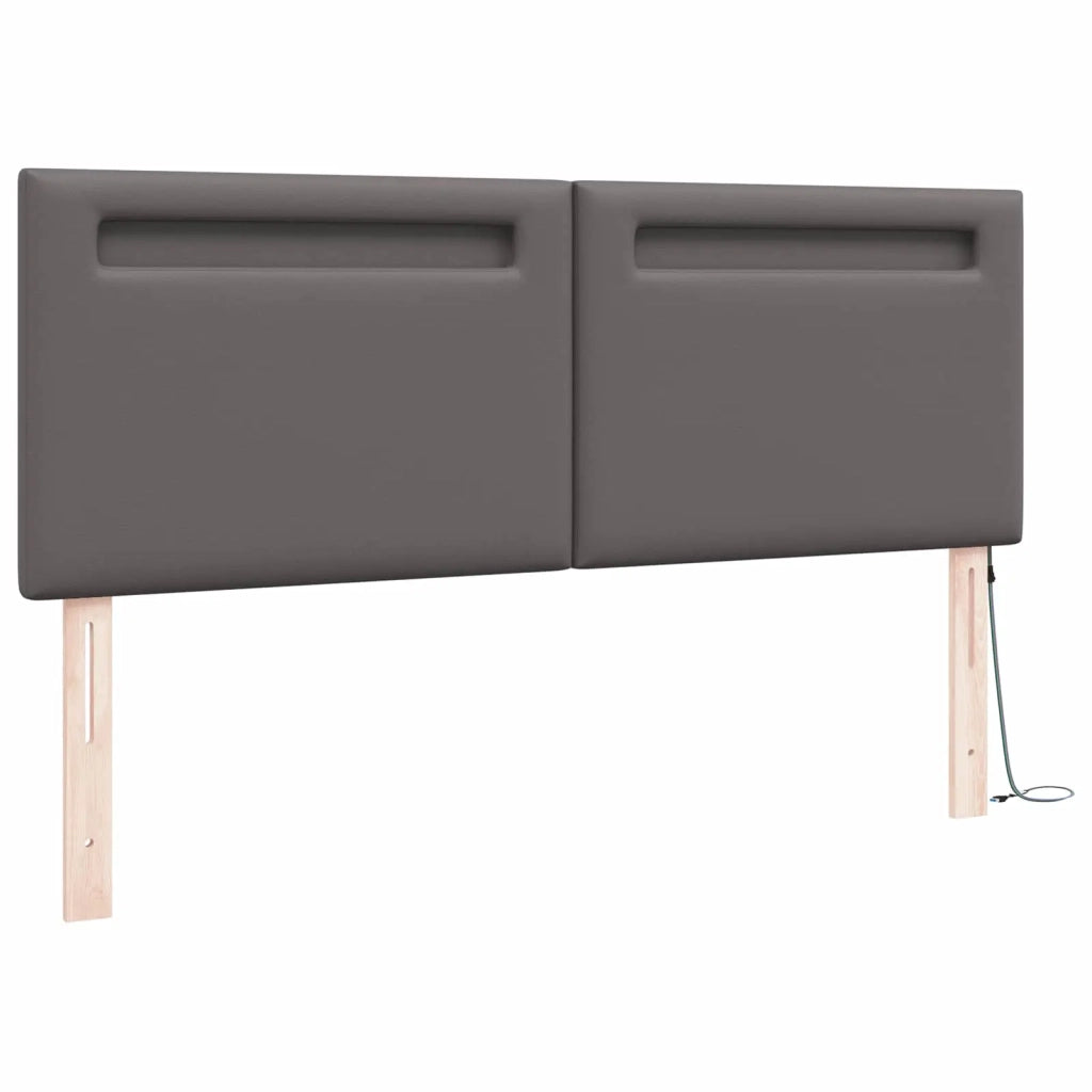 Testiera LED Grigio 160 cm Pelle Sintetica 42007307