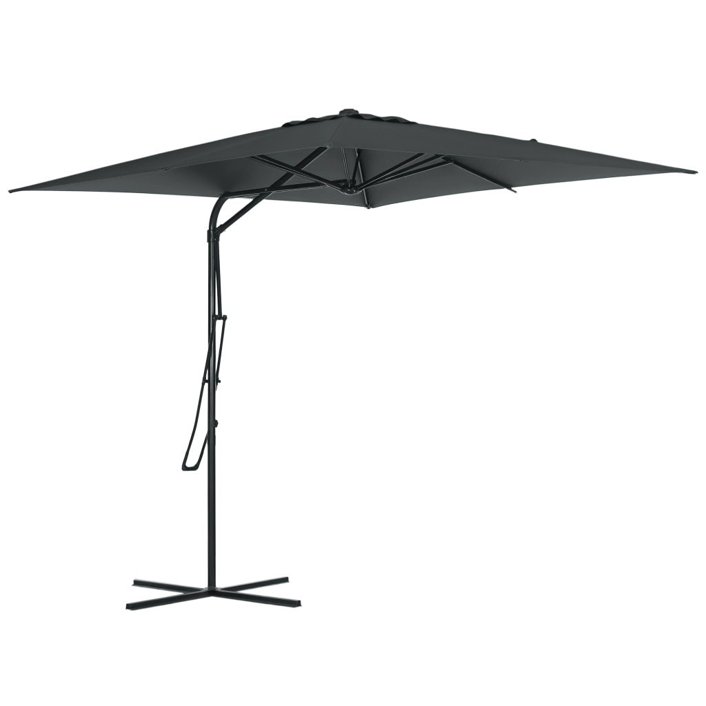 Ombrellone Quadrato Giardino ¨C zephmum ¨C 2.5x2.5m Grigio Scuro Base Incrociata
