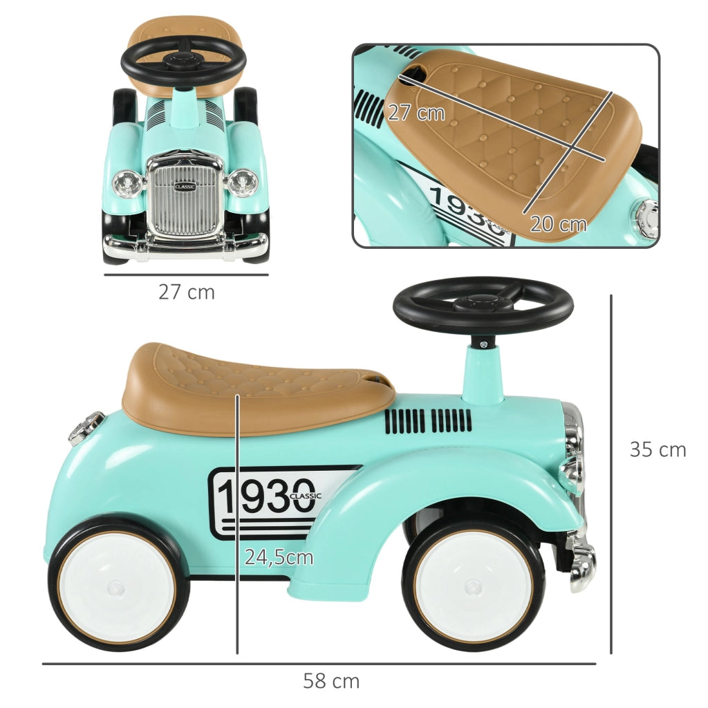 Coche Correpasillos per Bambini con Volante e Cassetto ¨C zephmum ¨C Verde Mint 58x27x35 cm