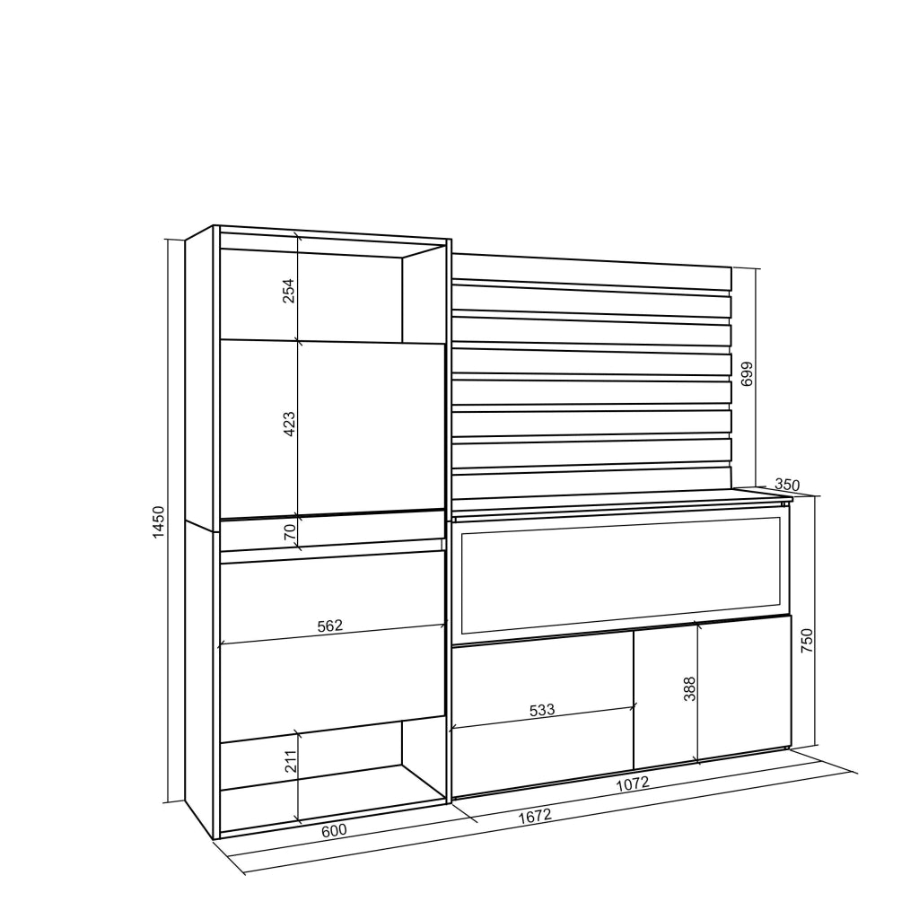 Scarpiera, 167x35x145cm, Camera da letto, Camino elettrico XXL, Pannelli Decorativi, Bianco RF3553