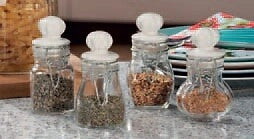 Barattolo da cucina in vetro porta spezie con tappo in ceramica 11 cm