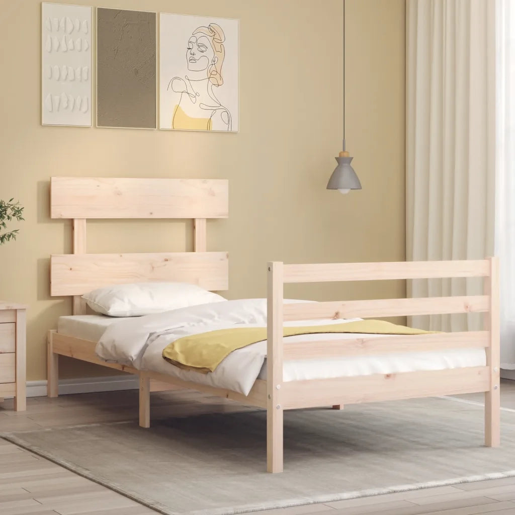 Giroletto con Testiera Single-Struttura Letto in Legno Massello 857475