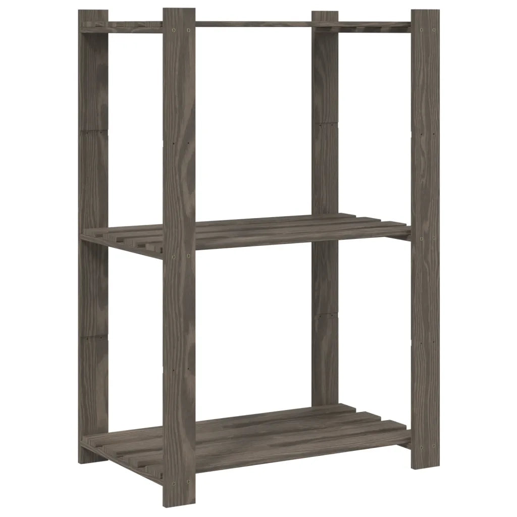 Scaffale a 3 Livelli Grigio 60x38x90 cm in Legno di Pino 373387