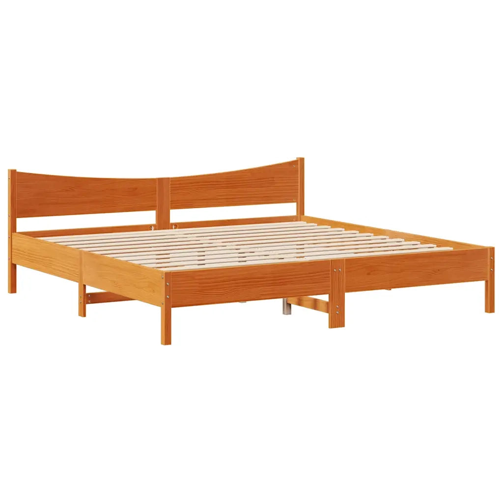 Giroletto con Cassetti-Struttura Letto con contenitore Marrone Cera 200x200 cm Massello Pino
