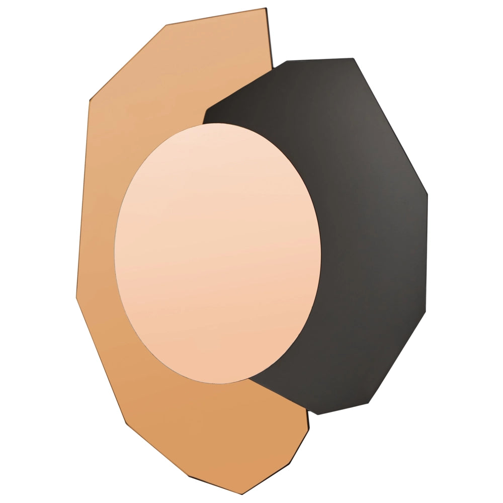 Specchio da parete di forma irregolare in vetro e MDF rosa dorato stile moderno