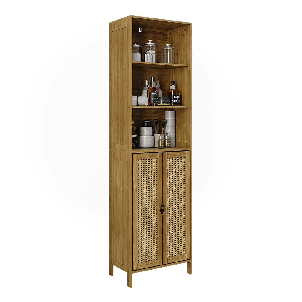Vicco Armadio per il bagno Bambù 48 x 170 cm con 2 porte