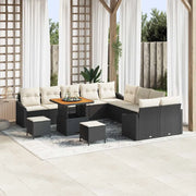 Set Divano da Giardino con cuscino 13 pcs Nero polyrattan