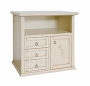 Porta tv 1 anta 3 cassetti legno shabby avorio patinato 84x40x80 - Mobili 2G
