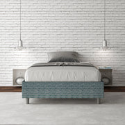 Letto una piazza e mezza con rete imbottito 120x200 tessuto Aragona 8 blu Azelia