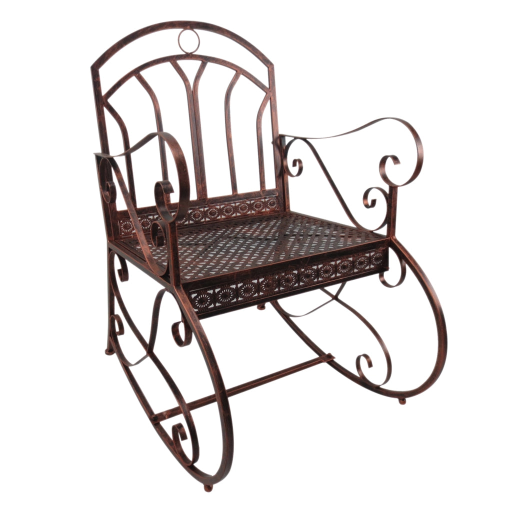 Poltrona dondolo da giardino in rattan ¨C zephmum ¨C marrone e nero 61x79x90