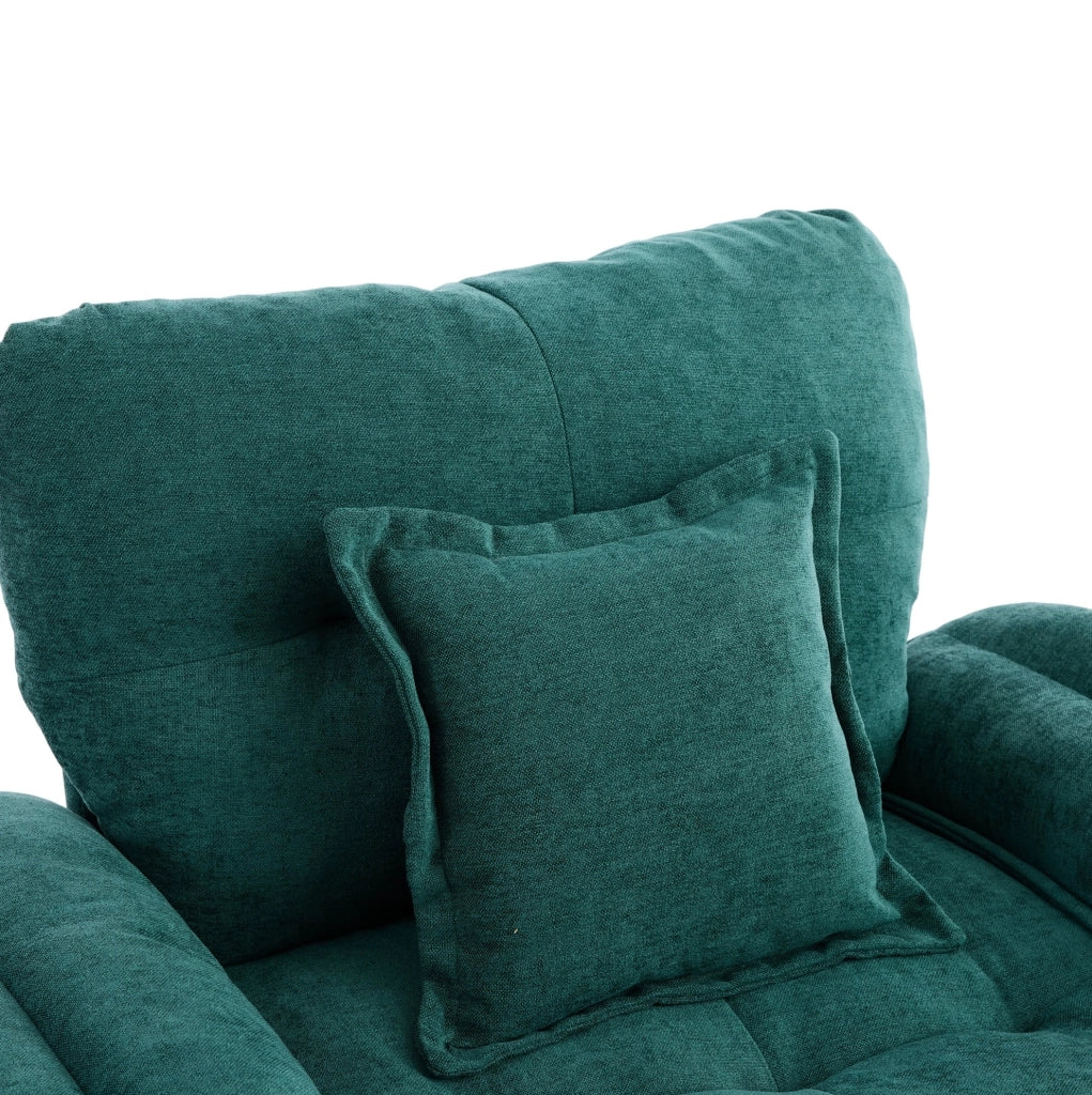 Poltrona girevole 360 gradi verde imbottita con cuscino di supporto