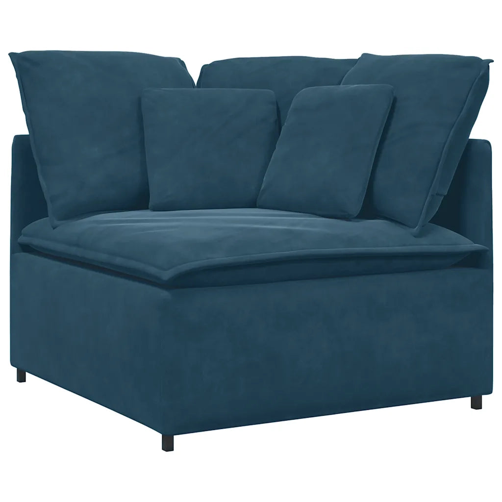 Divano Modulare con Cuscini in Velluto Blu 3321327