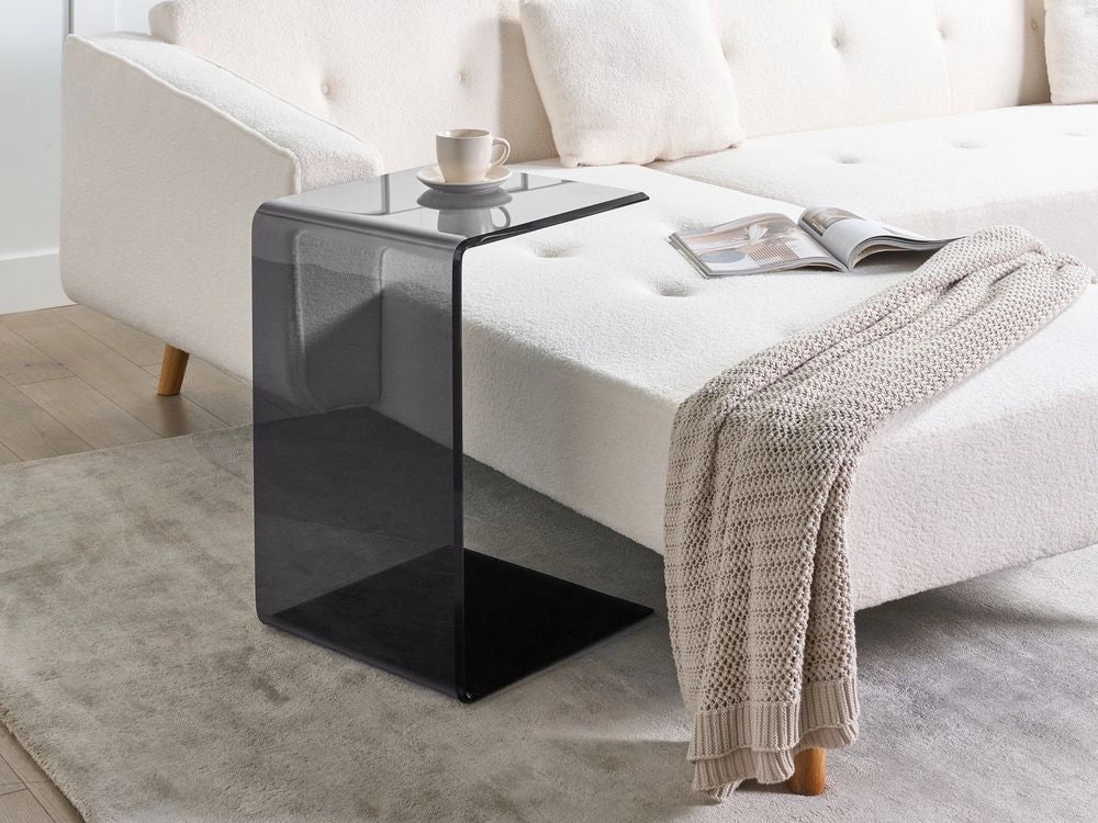 Tavolino in Vetro trasparente nero 40 x 40 cm in stile minimalista soggiorno cucina