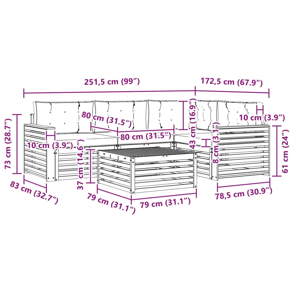Set di divani da esterno con cuscino 5 pcs Naturale e Beige 3373428