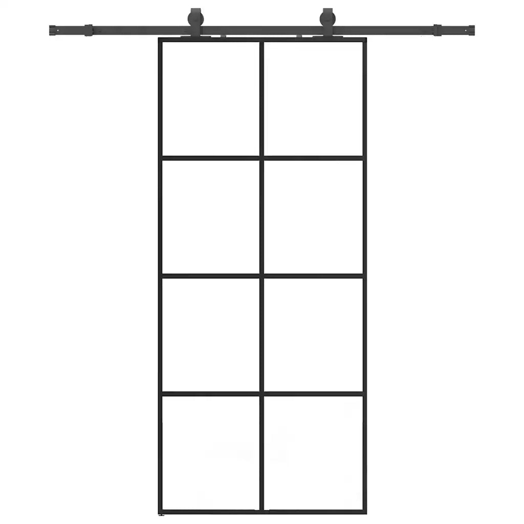 Porta Scorrevole con Ferramenta Nera 90x205 cm in Vetro ESG 3375804