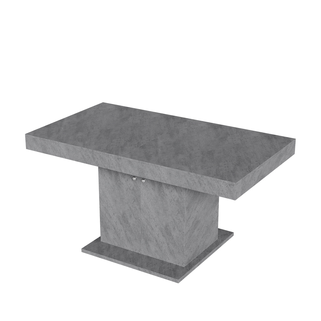 Tavolo da pranzo allungabile 140/180x80x76 cm grigio con vano contenitore e struttura in metallo