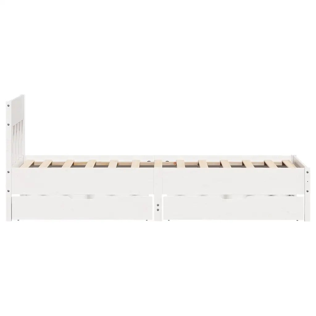 Giroletto senza Materasso Bianco 100x200 cm Legno Massello Pino