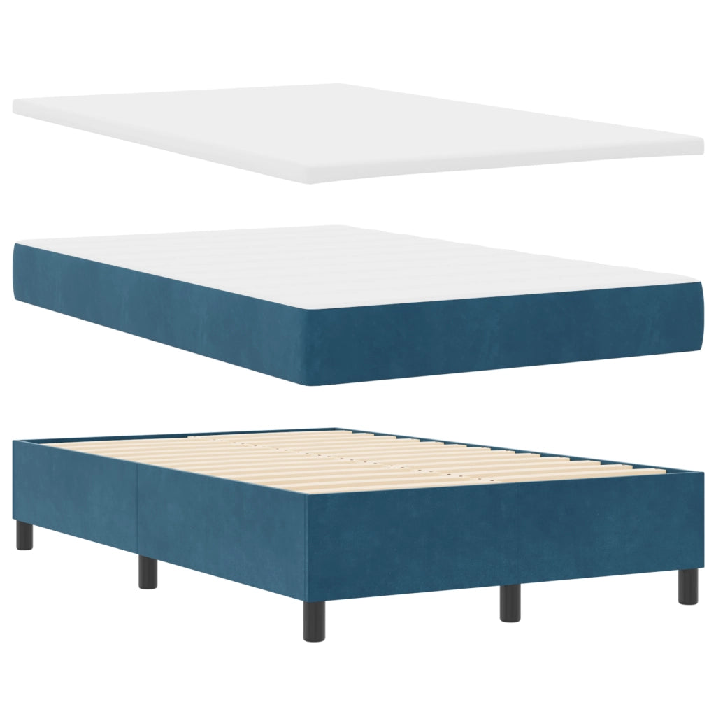 Letto Box Spring con Materasso e LED Blu Scuro 120x190 cm Velluto