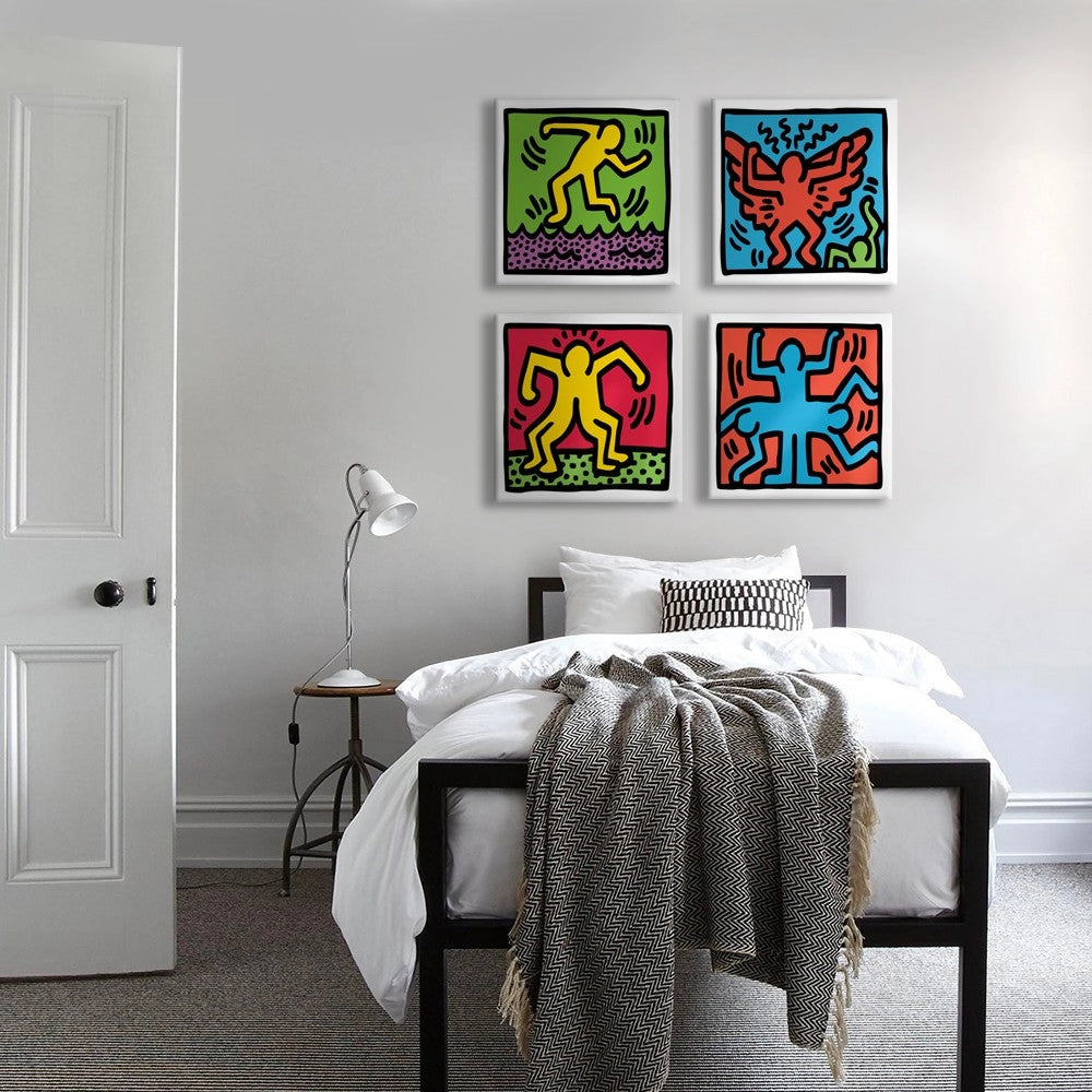 KEITH HARING - Kit 01- N.4 Tele 40x40cm su telaio in legno Misura: 40X40 cm cad.