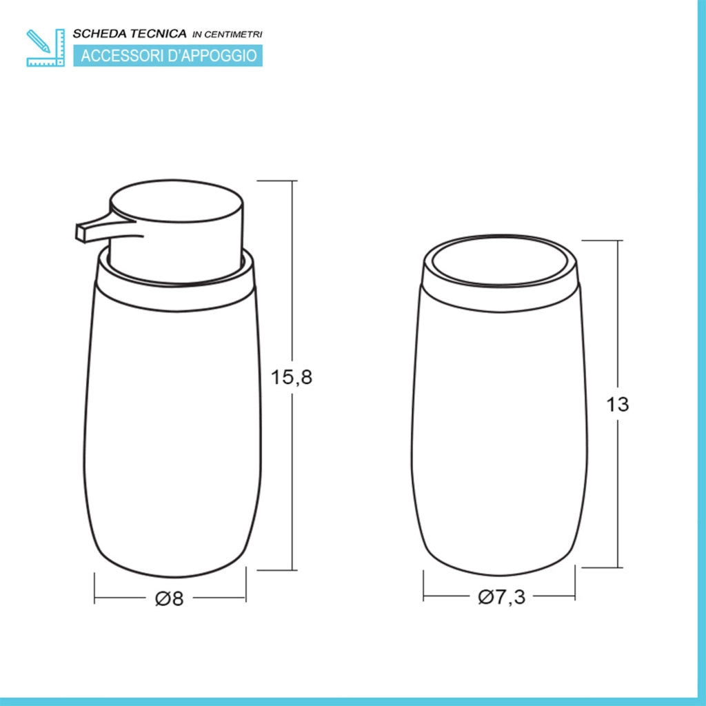 Set accessori bagno con dispenser e due portaspazzolini terracotta Blob