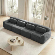 OKWISH Divano Modulare 4 Posti, Design Ergonomico con Pouf Collegabile e Base Antiscivolo, Peluche Grigio